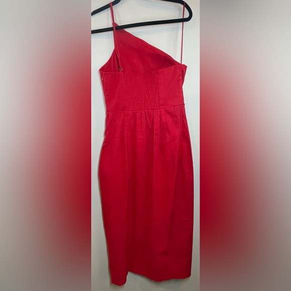 NWT By Anthropologie One-Shoulder Slim Midi Dress in Red Size Medium - Picture 5 of 15